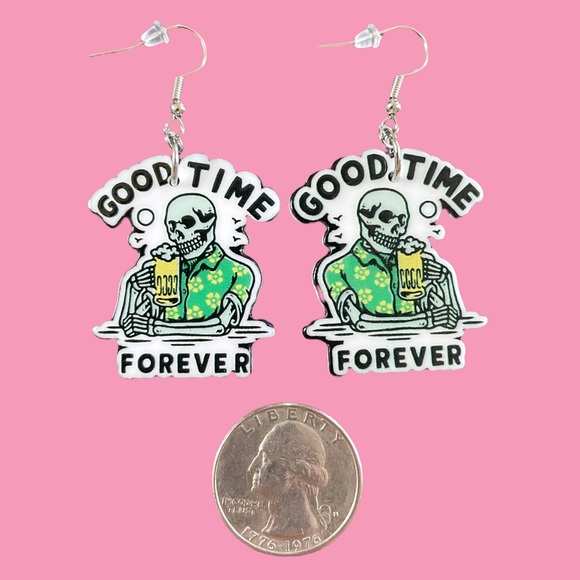 Skeleton Pastel Goth Charm Earrings - Picture 2 of 4